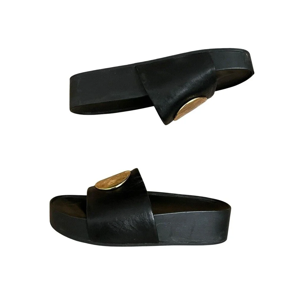 Tory Burch Patos Platform Black Slide Sandals Women’s Size 10.5 Luxury Designer